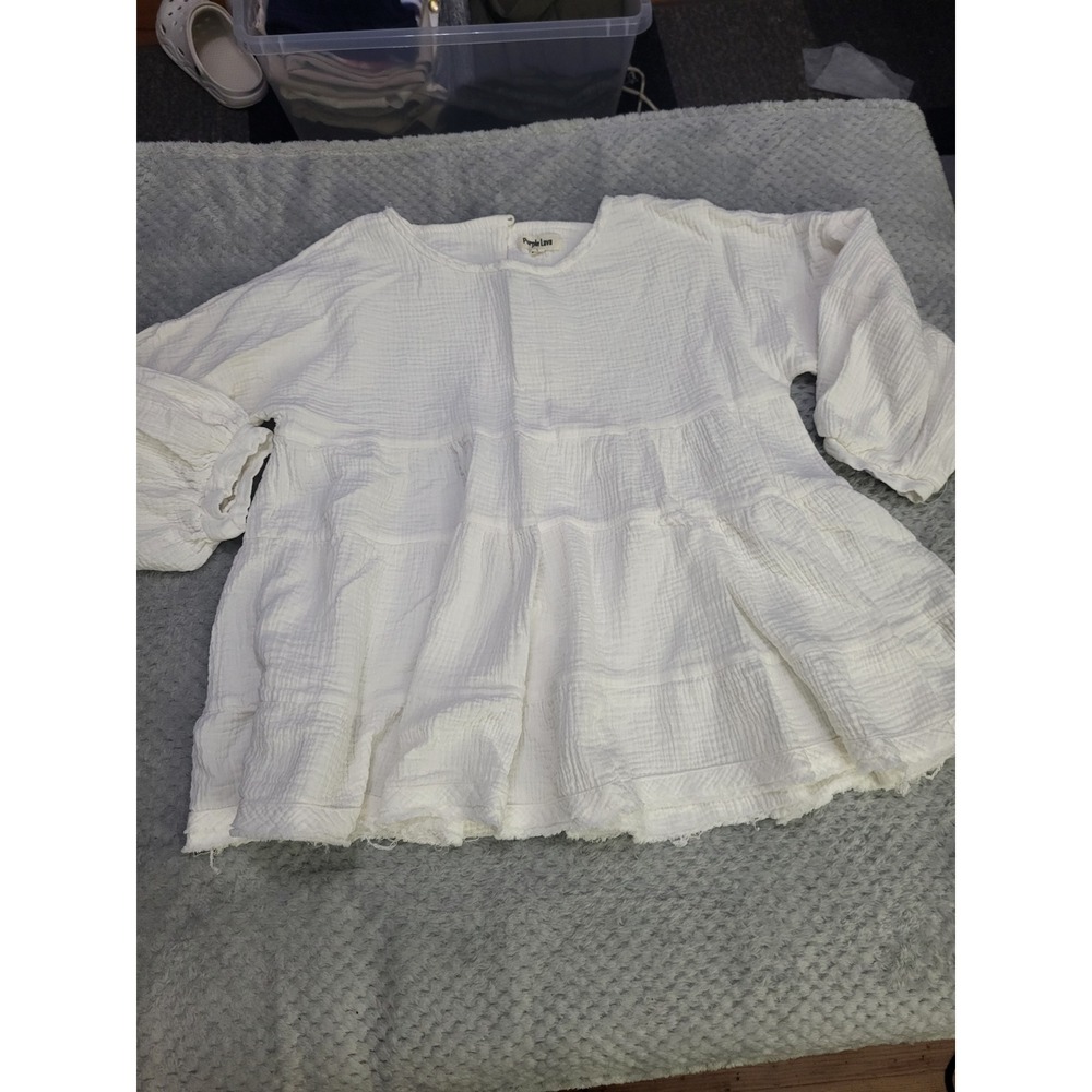 Purple Lava New white babydoll top large